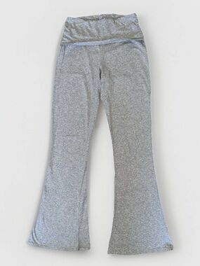 Women’s S Fit Flare Grey Pants Cotton Blend Fold over Waistbelt Yoga Lounge Skim